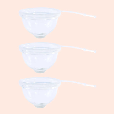 Kit iniciante Lumma com 3 discos menstruais na versão transparente