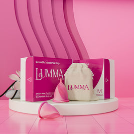 Copo menstrual reutilizável Lumma na cor Pink Love em nova embalagem