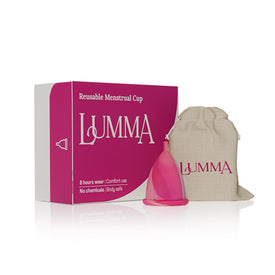 Copo menstrual reutilizável Lumma na cor Pink Love em nova embalagem