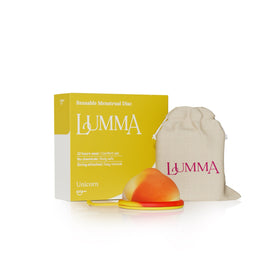 Disco menstrual reutilizável Lumma na cor Unicórnio em nova embalagem